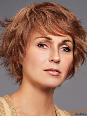 Perruques pour femmes couches cheveux courts Remy cheveux humains Auburn perruque