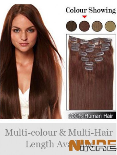 Coiffures Auburn Straight Remy Hair Clip dans les extensions de cheveux