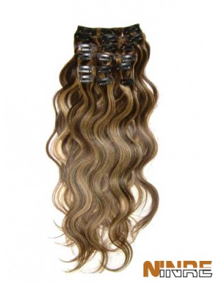 Clip dans les extensions de cheveux avec une couleur brune style remy ondulé