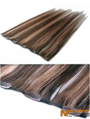Clip de cheveux humains remy droit de haute qualité brun dans les extensions de cheveux