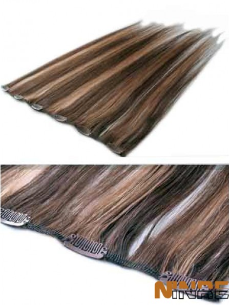 Clip de cheveux humains remy droit de haute qualité brun dans les extensions de cheveux