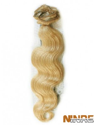 Bande de cheveux humains remy magnifique ondulée blonde dans les extensions de cheveux
