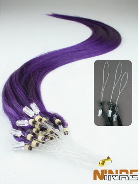 Rallonges de cheveux d'anneau de boucle micro droites noires naturelles