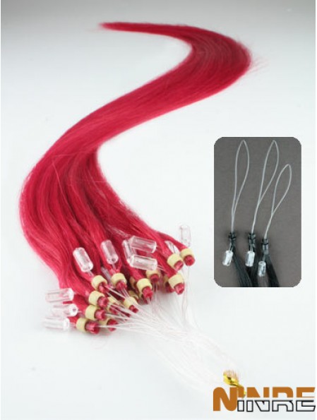 Extensions de cheveux d'anneau de boucle micro droite rouge de mode
