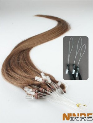 Extensions de cheveux d'anneau de micro boucle droite marron