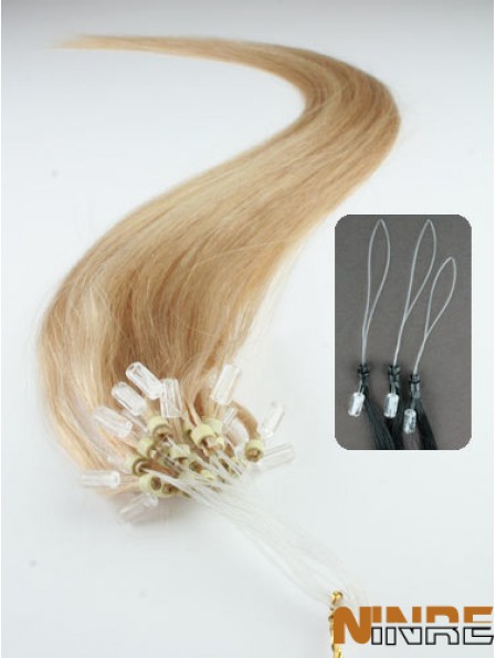 Superbes extensions de cheveux d'anneau de boucle micro blonde droite