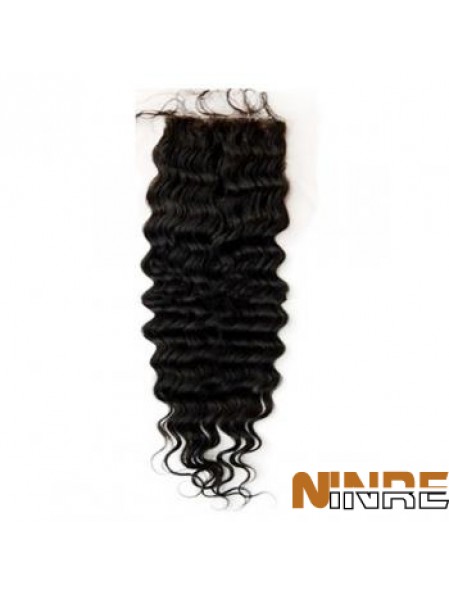 Fermetures en dentelle noire longue ondulée élégante