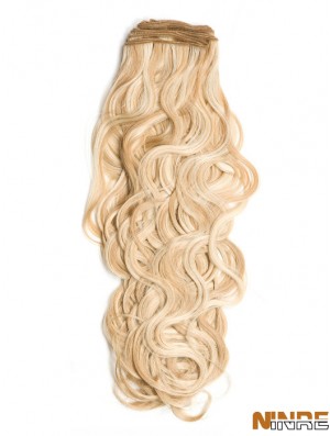 Extensions de trame élégantes blondes bouclées de cheveux humains Remy