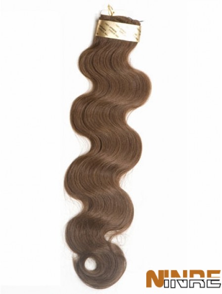Rallonges de cheveux brun bâton ondulé / I Tip