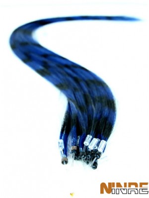 Rallonges de cheveux d'anneau de boucle droite noire micro durable