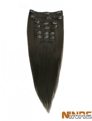 Bonne pince à cheveux remy droite noire dans les extensions de cheveux