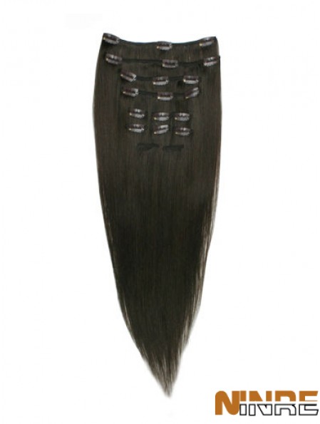 Bonne pince à cheveux remy droite noire dans les extensions de cheveux