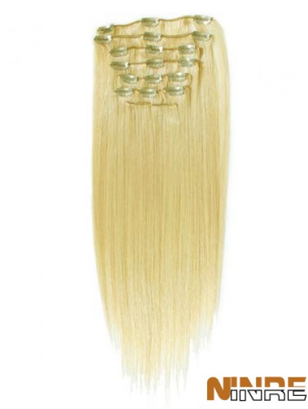 Style Blonde Remy droite cheveux humains Clip dans les extensions de cheveux