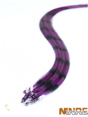 Rallonges de cheveux d'anneau de boucle micro droite noire