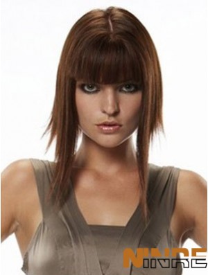 Postiches de cheveux humains Style droit Longue couleur Auburn
