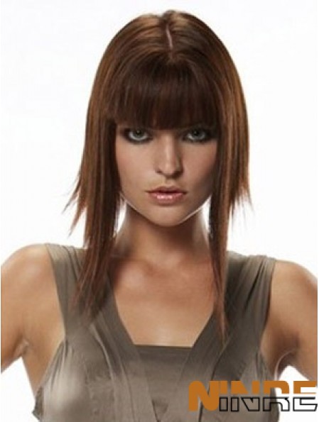 Postiches de cheveux humains Style droit Longue couleur Auburn