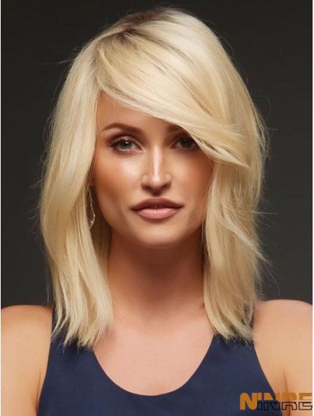 Blonde Layered Wavy 14  inchAcheter des perruques de cheveux humains