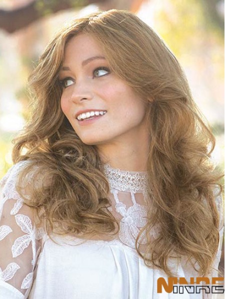 Blonde longue 16  inchsans frange perruques de cheveux humains modernes