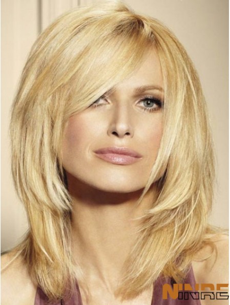 100% perruques de cheveux humains couleur blonde longueur d'épaule coupe en couches
