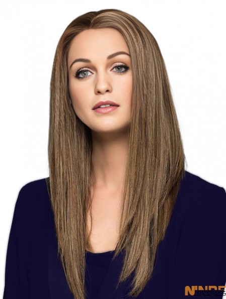 Blonde sans frange droite 18 pouces perruques de cheveux humains pour les femmes