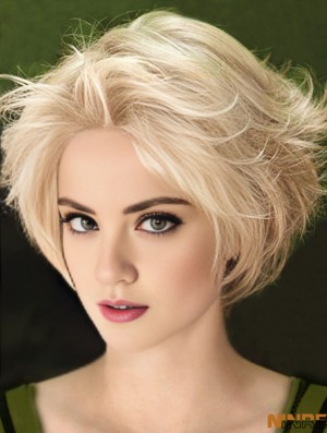Perruque avant en dentelle naturelle de cheveux raides naturels remy couleur blonde