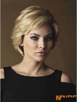 Vraies perruques de cheveux de dames avec le style ondulé de courte longueur de monofilament