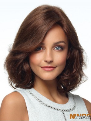 Perruques bouclées de cheveux humains avec la couleur brune coupée