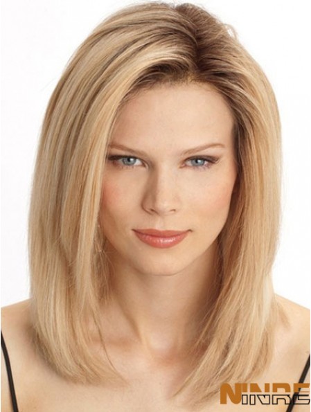 Perruques de cheveux humains monofilament pas cher Vente Longueur de l'épaule de couleur blonde