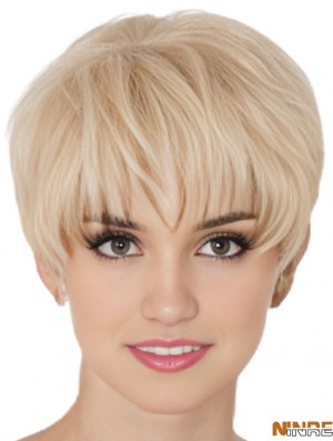 Topper mono de cheveux humains avec le monofilament coupe le style droit de courte longueur