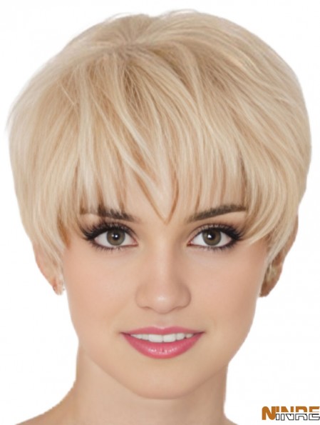 Topper mono de cheveux humains avec le monofilament coupe le style droit de courte longueur