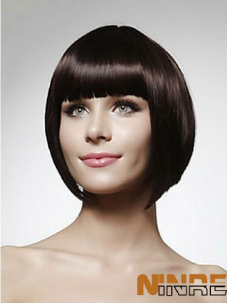 Bob humains pas cher perruques de longueur de menton coupe couleur noire Style droit