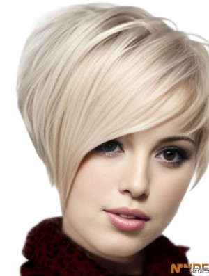 Perruques droites de cheveux humains avec la longueur de menton de couleur blonde de monofilament