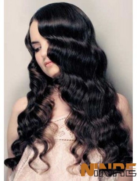 20  inchLace Front Long Black Curly Perruques de cheveux humains UK