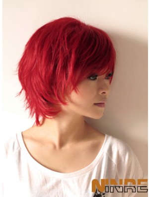 Perruques ondulées dans les cheveux humains Style ondulé Longueur courte Couleur rouge