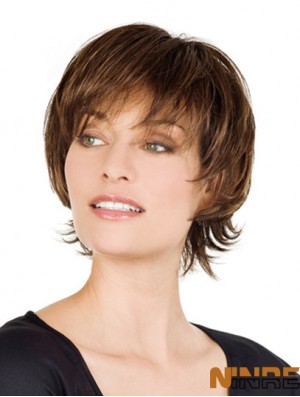 Perruque de cheveux humains de monofilament vente dentelle avec frange courte longueur avant
