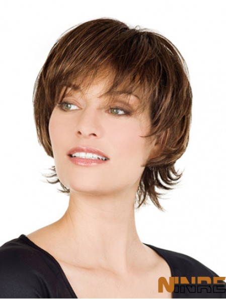 Perruque de cheveux humains de monofilament vente dentelle avec frange courte longueur avant