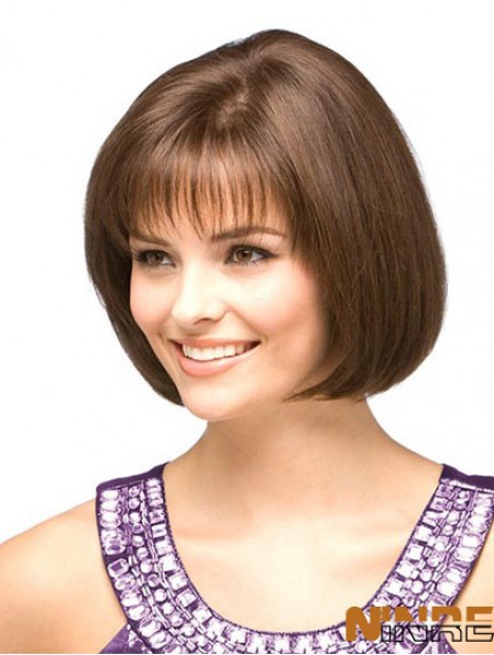 Perruques Bob Humaines Pas Cher Avec Longueur De Menton Monofilament Couleur Auburn