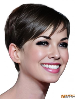 Remy Human Boycuts Lace Front Cropped Brown  Perruques