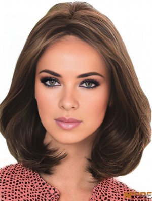 Perruque de cheveux humains brun avec dentelle