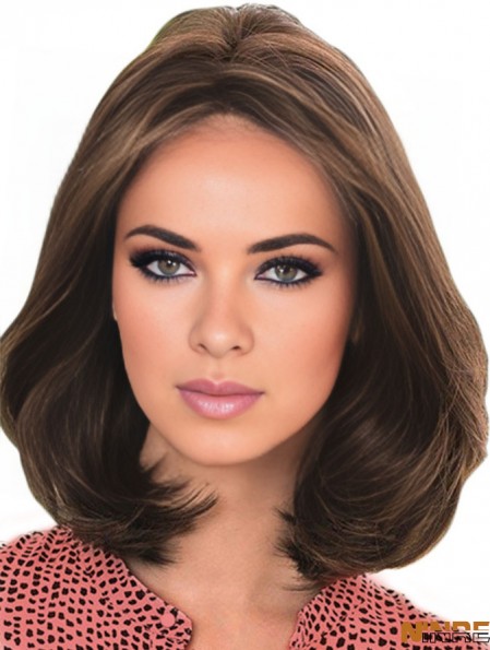 Perruque de cheveux humains brun avec dentelle