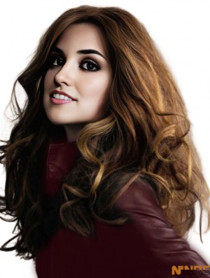 Perruque Monofilament Long Remy Human Wavy Brown 22 pouces