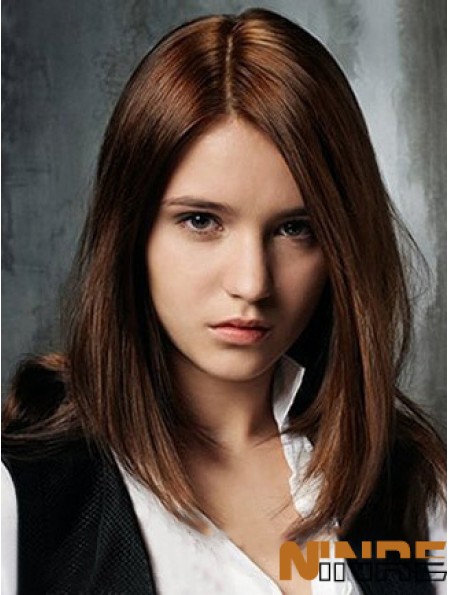 Cheveux droits droits Longueur d'épaule Style droit Couleur Auburn
