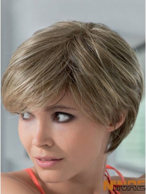 Perruques de cheveux humains mono avec coupe courte avant en dentelle