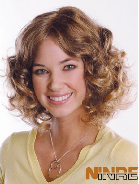 Synthétique Curly Chin Longueur Capless Curly Style Brown Color