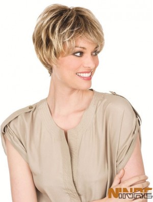 Perruques blondes de cheveux humains avec le style droit de longueur de menton avant de Lacr