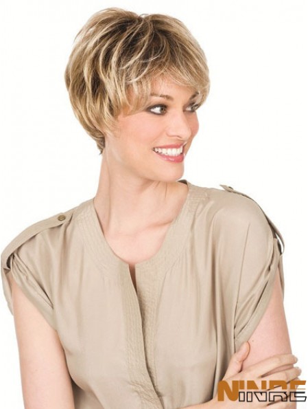 Perruques blondes de cheveux humains avec le style droit de longueur de menton avant de Lacr
