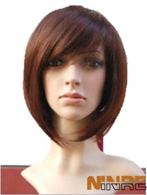 Auburn 10 pouces ondulé court Remy cheveux humains monofilament Bob perruques