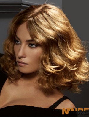 Perruques blondes bon marché synthétiques style ondulé longue longueur