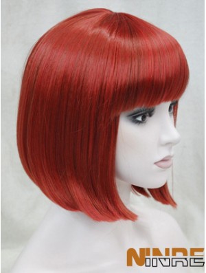 Longueur de menton de perruque avant de dentelle de cheveux humains avec une couleur rouge de frange