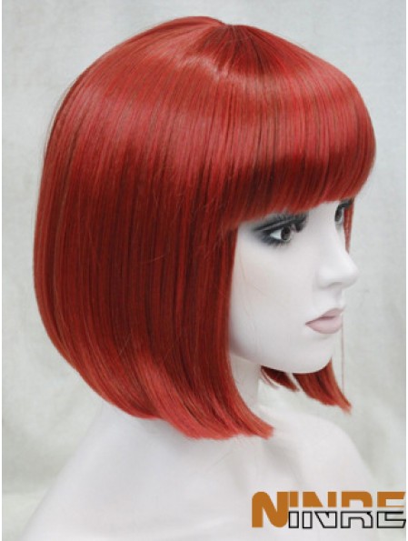 Longueur de menton de perruque avant de dentelle de cheveux humains avec une couleur rouge de frange